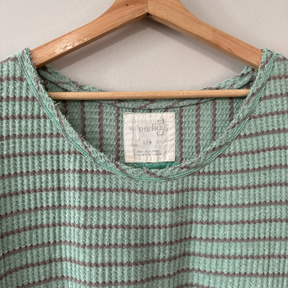 Free People Auntie Em Thermal Waffle Knit Top Oversized Peplum Small - Picture 3 of 14